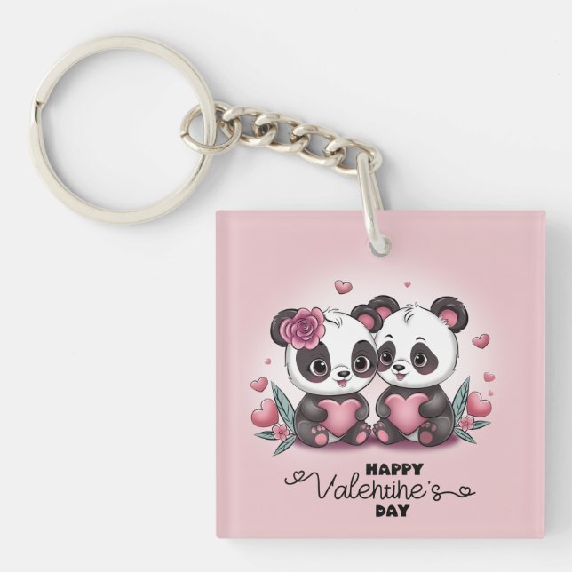 Caricature mignonne Panda Les amoureux Coeurs Sain (Devant)
