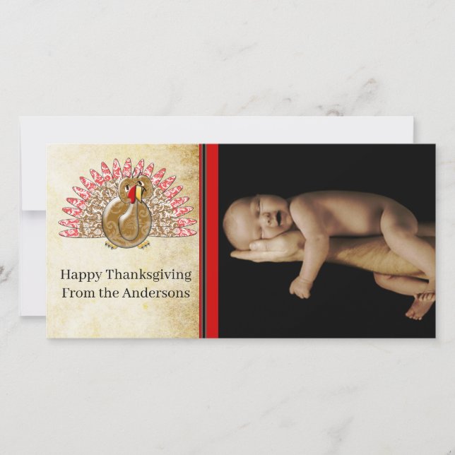 Caricature mignonne Thanksgiving Turquie Carte pho (Devant)