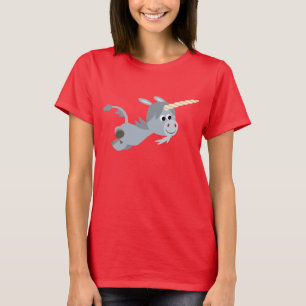 Caricature Mignonne Unicorne Dans Un T-shirt Femme