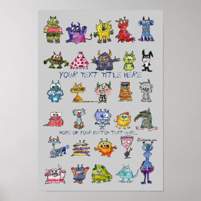 Caricature MonSTARS Blue Grey Poster personnalisé (Devant)
