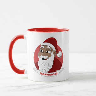 Caricature noir du Père Noël souriant Mug
