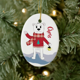 Caricature Papa Polar Ours Ornement de Noël