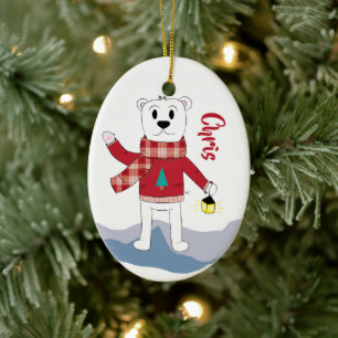 Caricature Papa Polar Ours Ornement de Noël