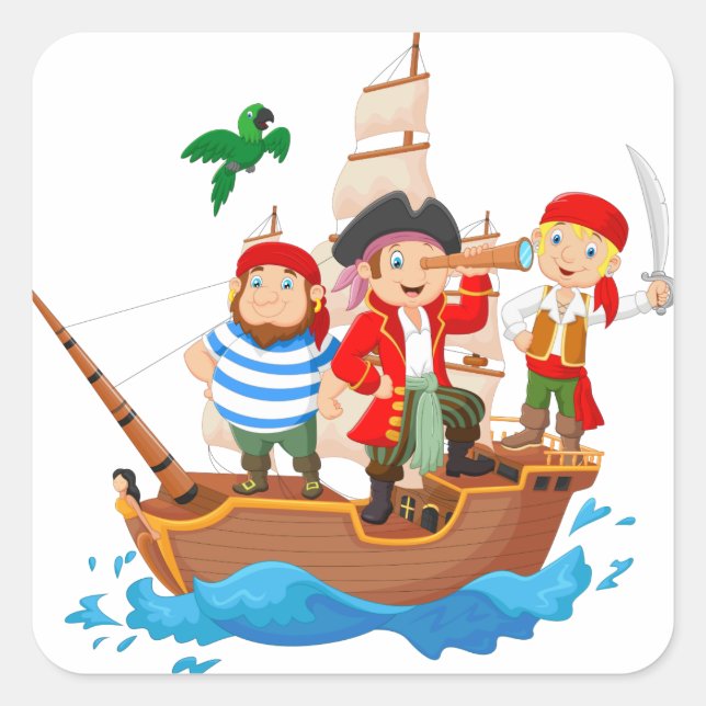 Caricature petits pirates mignons - Sticker (Devant)