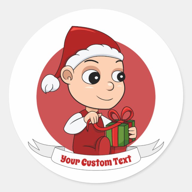 Caricature pour bébé Noël classique Sticker rond (Devant)