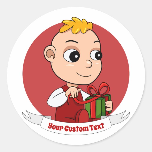Caricature pour bébé Noël classique Sticker rond (Devant)