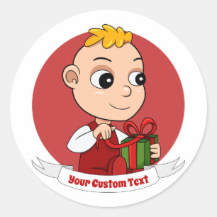 Caricature pour bébé Noël classique Sticker rond