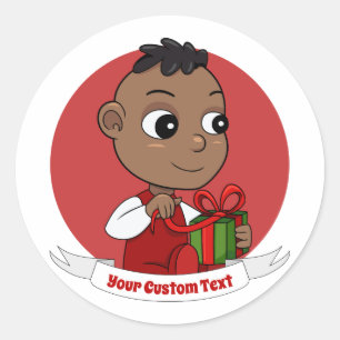 Caricature pour bébé Noël classique Sticker rond