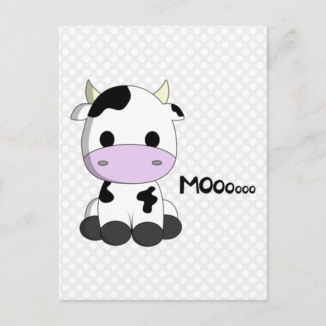 Caricature pour bébé vache douce kawaii carte post (Devant)
