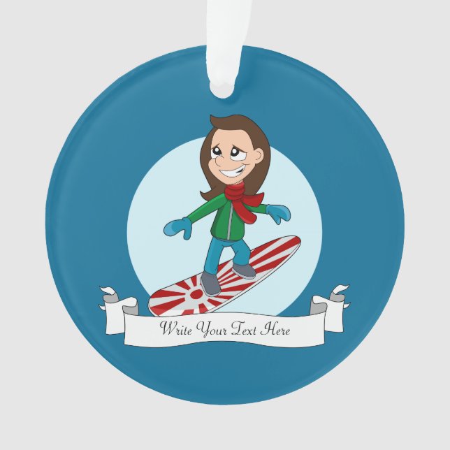 Caricature pour fille de snowboard (devant)