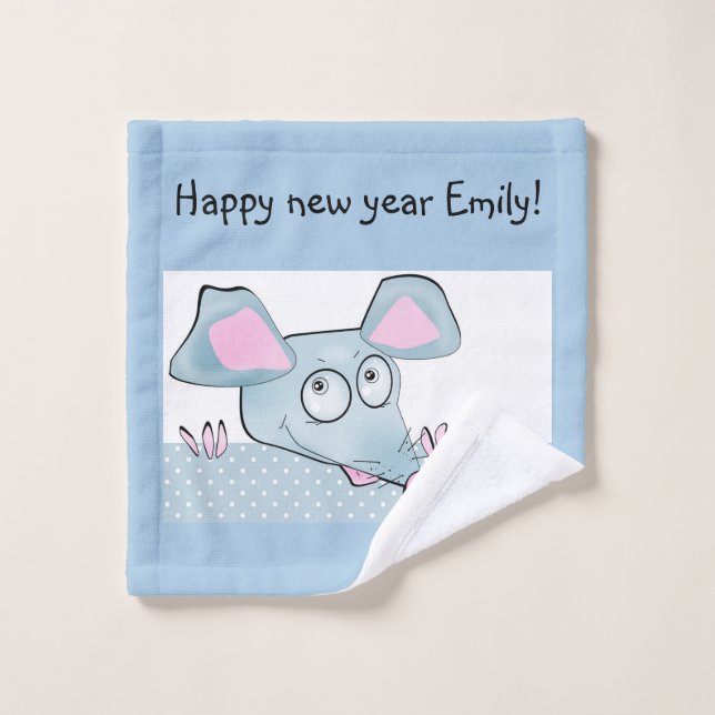 Caricature souris rat Nouvel An 2020 symbole enfan (Gant de toilette)