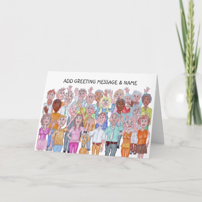 Caricatures des gens qui agitent leur carte d'adie (Devant)