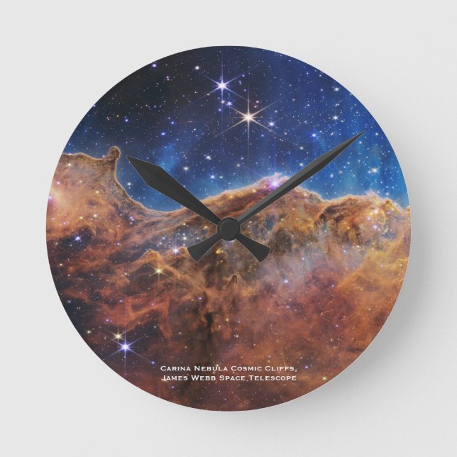 Carina Nebula Cosmic Cliffs James Webb HiRes Runde Wanduhr (Vorderseite)