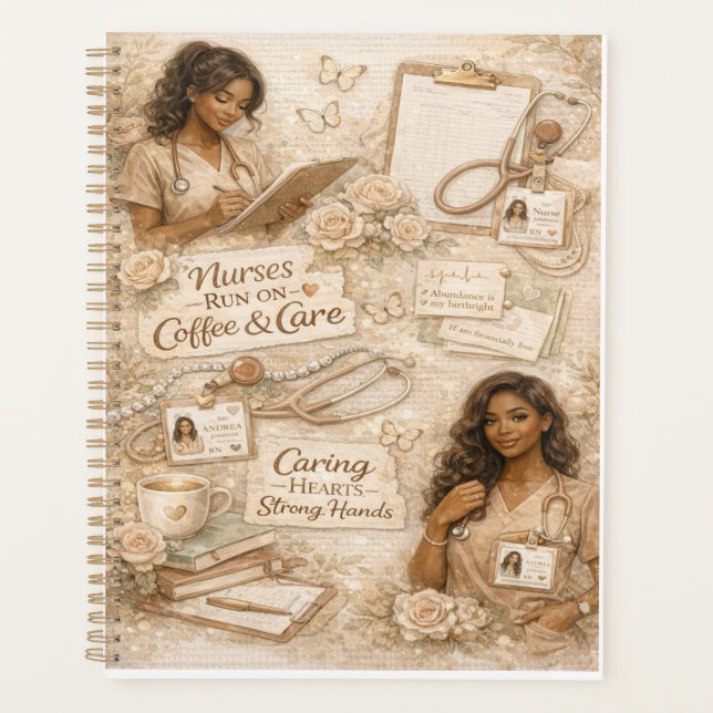 Caring hearts strong hands coffee lover planer (Vorderseite)