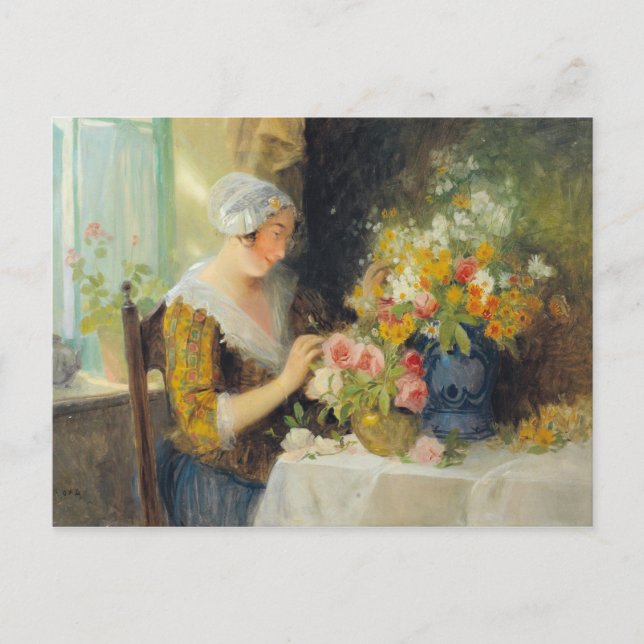 Carl Duxa Vintage Blume Postkarte (Vorderseite)