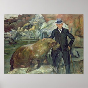 Carl Hagenbeck in seinem Zoo, 1911 Poster