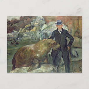 Carl Hagenbeck in seinem Zoo, 1911 Postkarte