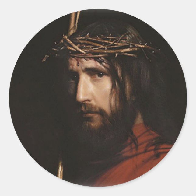 Carl Heinrich Bloch - Christus (Detail) Runder Aufkleber (Vorderseite)