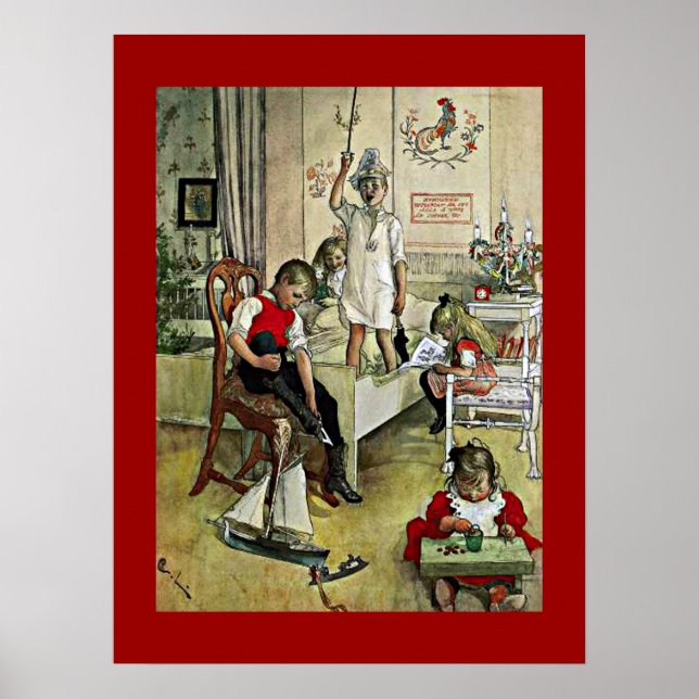 Carl Larsson art: Weihnachten Morgen Poster (Vorne)