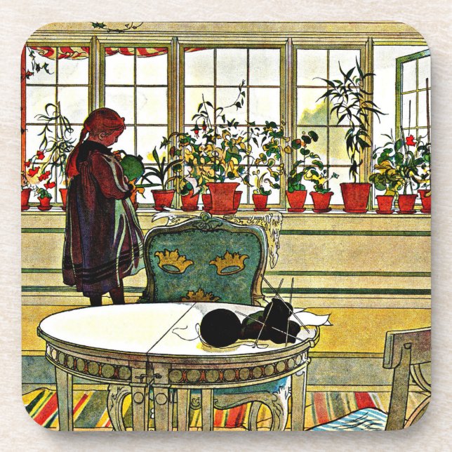 Carl Larsson - Blume auf einem Windows Getränkeuntersetzer (Vorderseite)