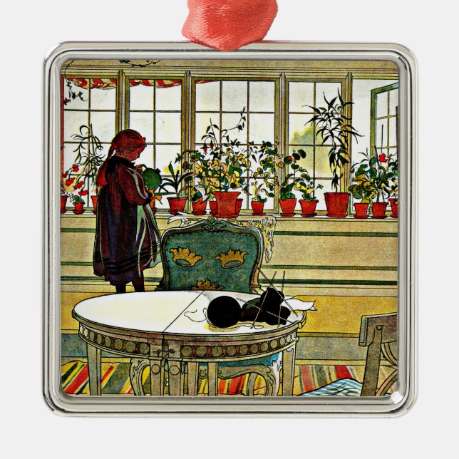 Carl Larsson - Blume auf einem Windows, Ornament Aus Metall (Vorne)
