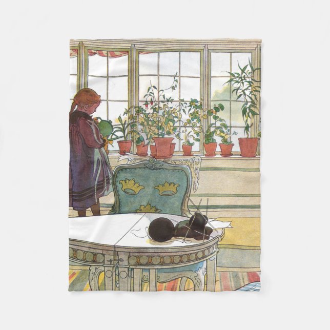 Carl Larsson - Blume über das Windows Fleecedecke (Vorderseite)