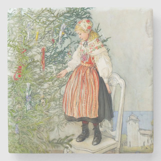 Carl Larsson Christmas Tree Steinuntersetzer (Vorderseite)