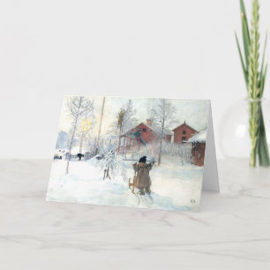 Carl Larsson Custom Christmas Card Snowy Scene Feiertagskarte