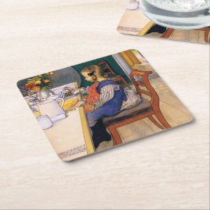Carl Larsson Ein spätes Frühstück Rechteckiger Pappuntersetzer