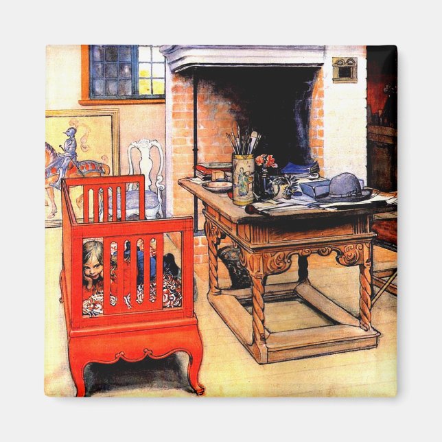 Carl Larsson - Flüchtige Blick-a-Boo Magnet (Vorne)