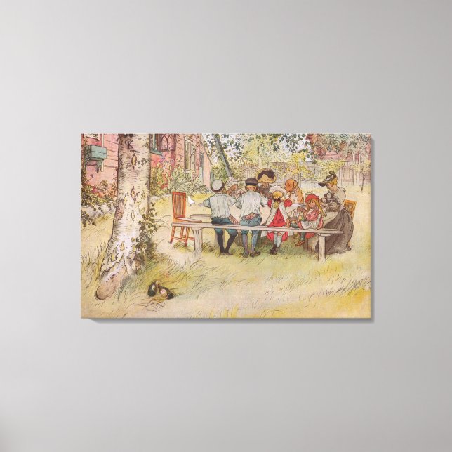Carl Larsson Frühstück unter der großen Birke Leinwanddruck (Vorderseite)
