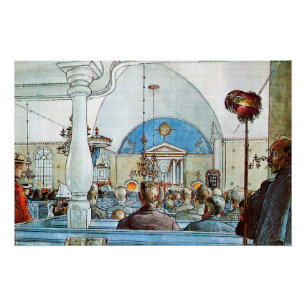 Carl Larsson Kunstwerk, In der Kirche Poster