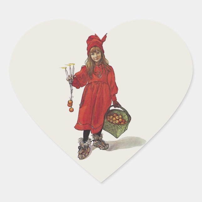 Carl Larsson Little Swedish Girl: Brita as Iduna Herz-Aufkleber (Vorderseite)