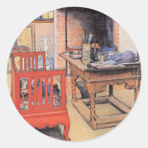 Carl Larsson Malerei, Versteckspiel, Runder Aufkleber