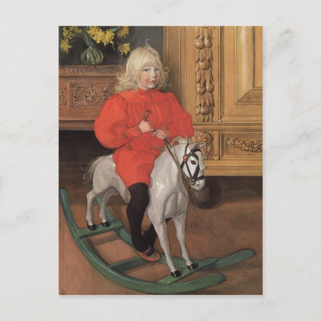 Carl Larsson Murre Boy auf Rockpferd Postkarte (Vorderseite)