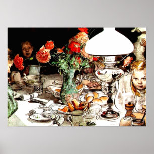 Carl Larsson - Rund um die Lampe Poster