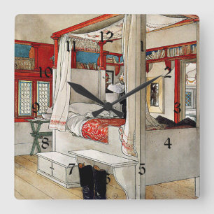 Carl Larsson - Vaters Zimmer Quadratische Wanduhr