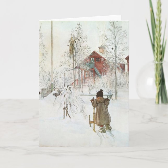 Carl Larsson-Vorgarten und das Wäsche-Haus Feiertagskarte (Vorderseite)
