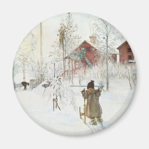 Carl Larsson - Vorgarten und das Wäsche-Haus Magnet