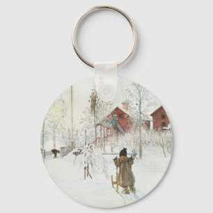 Carl Larsson - Vorgarten und das Wäsche-Haus Schlüsselanhänger