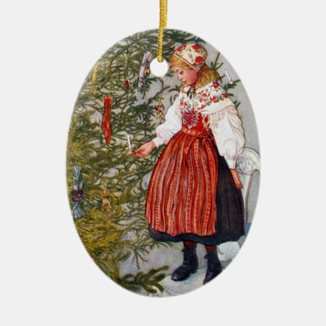 Carl Larsson-Weihnachtsbaum-kundenspezifisches Keramik Ornament (Vorne)