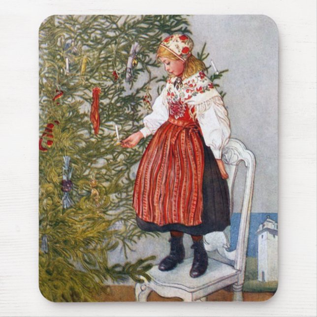 Carl Larsson-Weihnachtsbaum-Mausunterlage Mousepad (Vorne)
