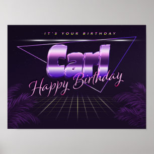 Carl Name Prénom lila retro Poster