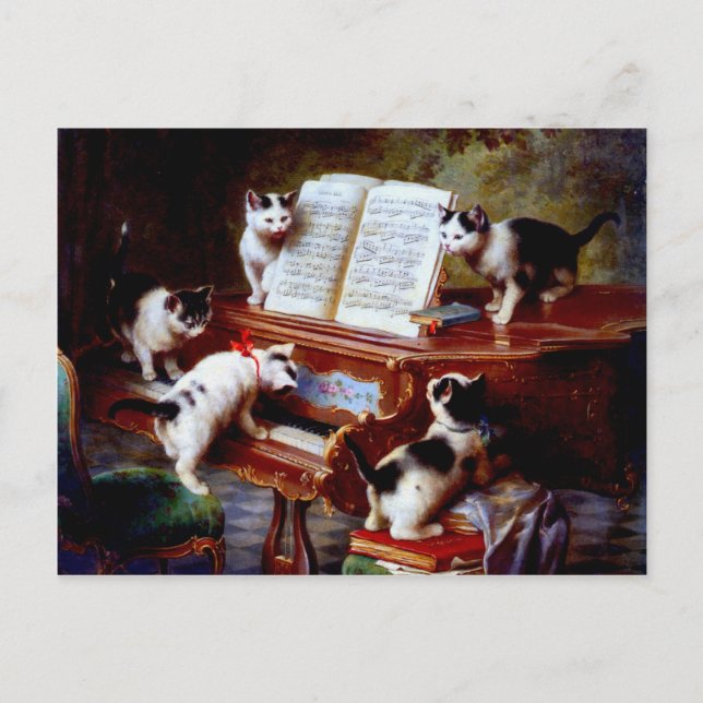 Carl Reichert Kittens Piano Postkarte (Vorderseite)