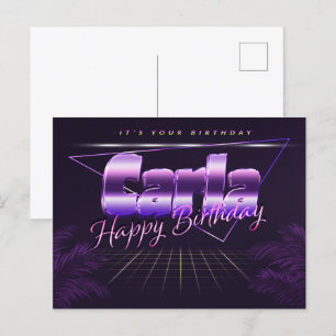 Carla prénom carte postale violette anniversaire