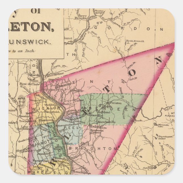 Carleton Co., NB Quadratischer Aufkleber (Vorderseite)