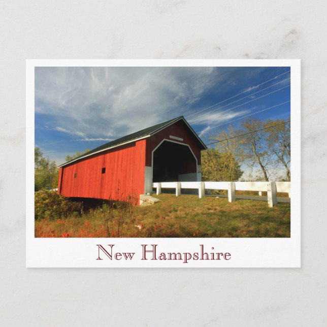 Carleton Covered Bridge Swanzey NH, New Hampshire Postkarte (Vorderseite)