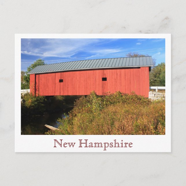 Carleton Covered Bridge Swanzey NH Seitenansicht Postkarte (Vorderseite)
