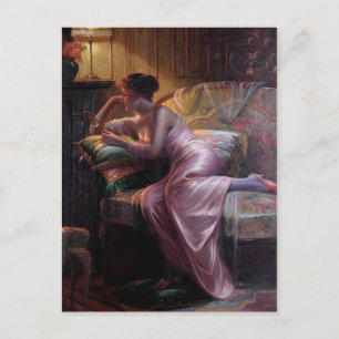 Carlier: Elegante Dame mit Spiegel Postkarte