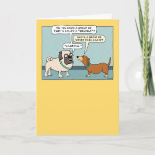 Carlin amusant et carte d'anniversaire Dachshund